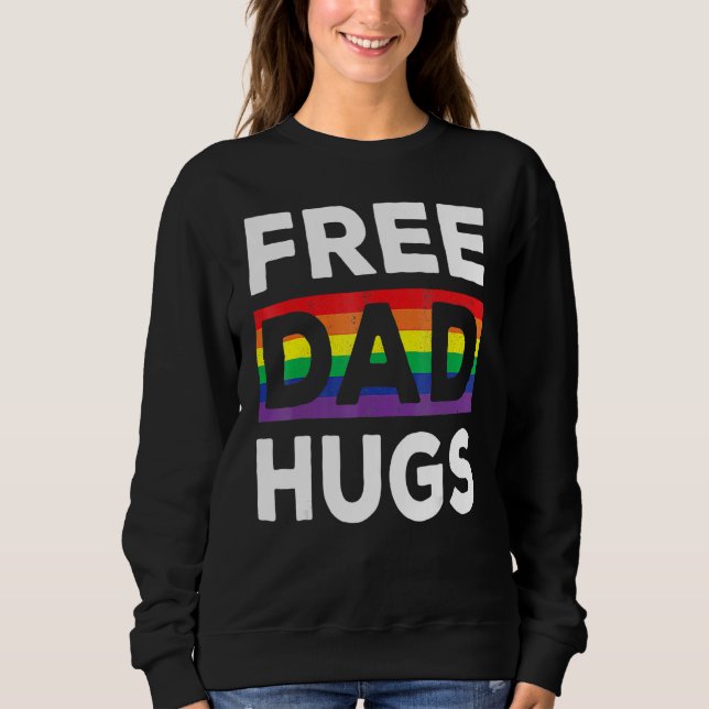Moletom Free Dad Hugs With Rainbow And Transgender Flag He (Frente)