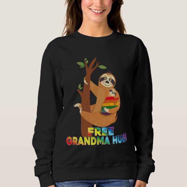 Moletom Free Grandpa Hugs Rainbow Sloth Lgbt (Frente)