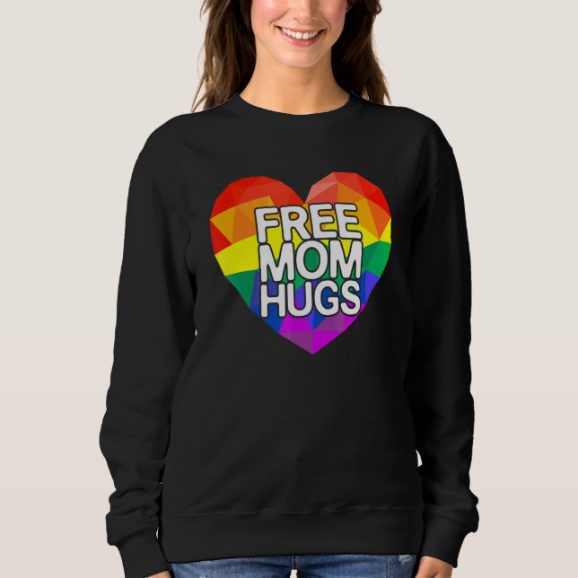 Moletom Free Mãe Hugs Lgbt Rainbow Heart Support P (Frente)