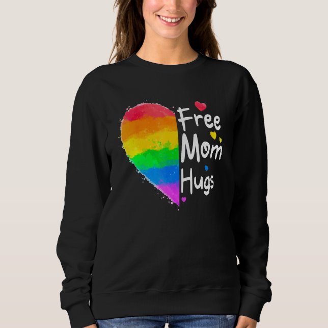 Moletom Free Mãe Hugs Orgulho gay Lgbt Daisy Rainbow Flowe (Frente)