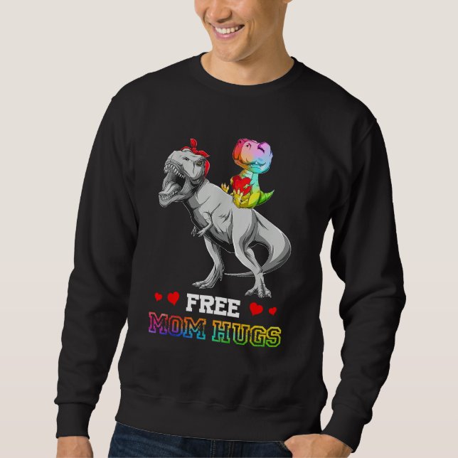 Moletom Free Mom Hugs Dinosaurus LGBT LGBTQ Pride Month Mo (Frente)