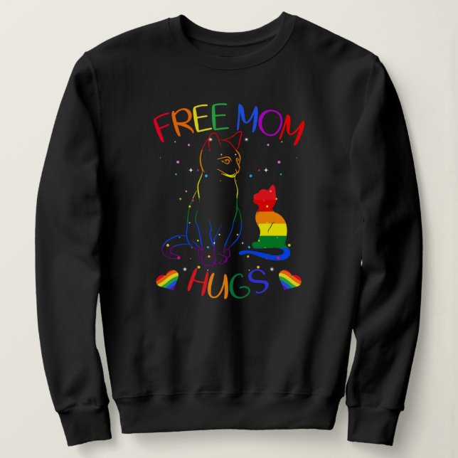 Moletom Free Mom Hugs LGBT Cat Gay Pride Rainbow  (Frente do Design)