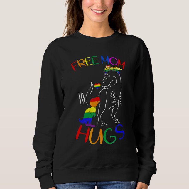 Moletom Free Mom Hugs LGBT Pride Mama Dinosaur Rex LGBT Pr (Frente)