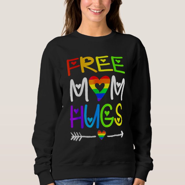 Moletom Free Mom Hugs Rainbow Heart LGBT Pride Month 1 (Frente)