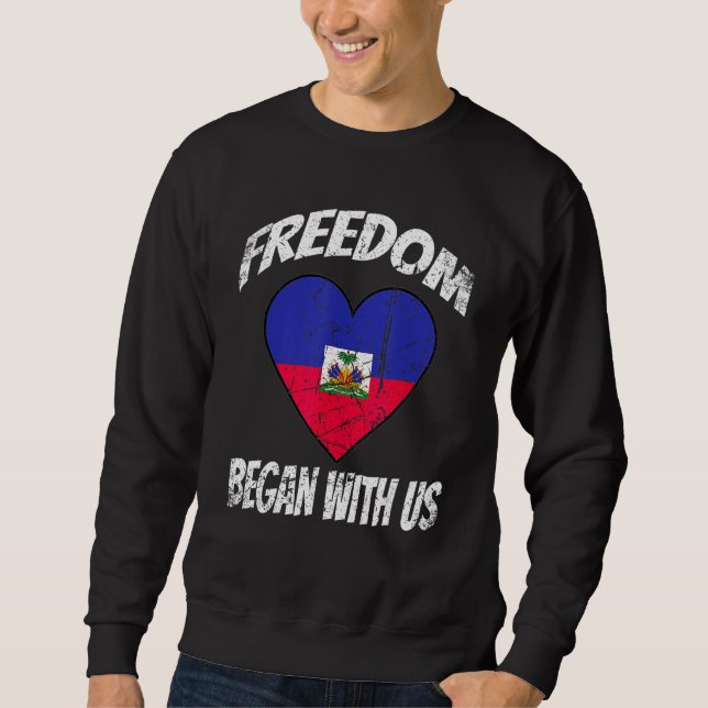 Moletom Freedom began with Us Retro Haitian Flag Independe (Frente)