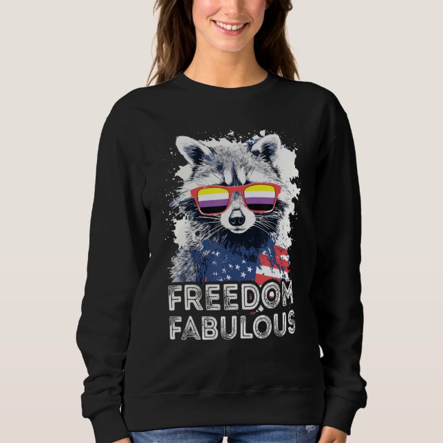 Moletom Freedom Fabulous  Raccoon Non Binary Sunglasses Fl (Frente)