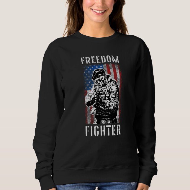 Moletom Freedom Fighter American Veteran Flag Ar 15 (Frente)