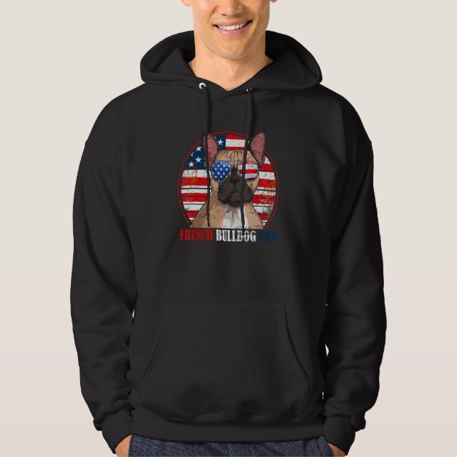Moletom French Bulldog Dad Retro American Flag Patriotic S (Frente)