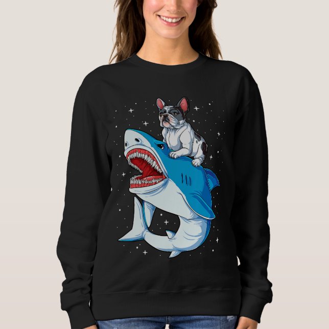 Moletom French Bulldog Shark T Kids Men Space Galaxy Jawso (Frente)