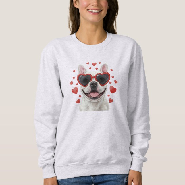 Moletom French Bulldog Valentine Dog Portrait Illustration (Frente)