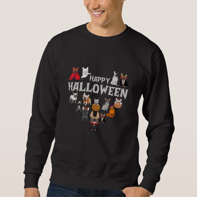 Moletom Frenchie Costume Happy Halloween Buldogue francês (Frente)