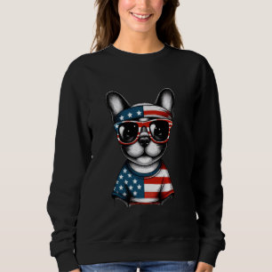 Moletom Frenchie Dog USA Patriotic Tee Quarto de Julho Kid