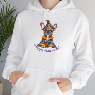 Moletom Frenchie Halloween Robe Roxa de Bruxa