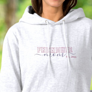 Moletom Frenchie Mãe Varsity Script Estabelecido