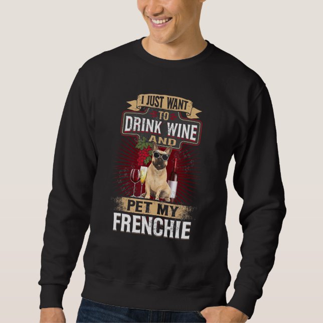 Moletom Frenchie Wine Dog French Bulldog Ideia de Natal (Frente)