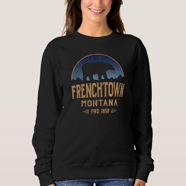 Moletom Frenchtown Montana MT Big Sky Country Bear & Mount (Frente)