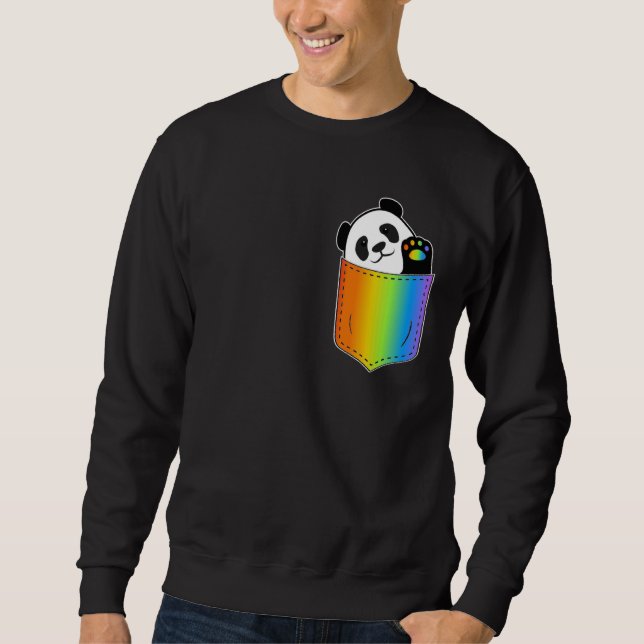 Moletom Fria LGBTQ Panda Pocket Rainbow Paw Orgulho gay Pa (Frente)