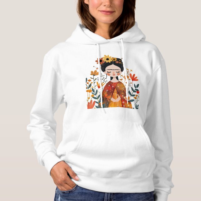 Moletom Frida Kahlo Entre Flores Whimsical (Frente)
