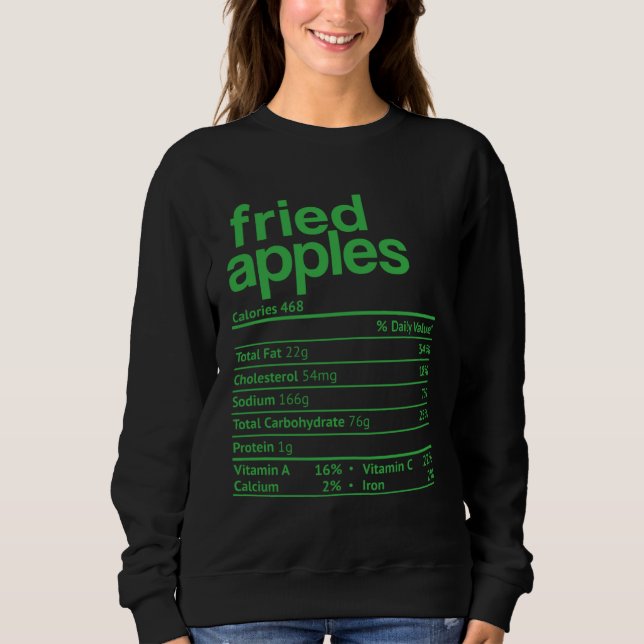 Moletom Fried Apple Nutrition Facts Thanksgiving Christmas (Frente)