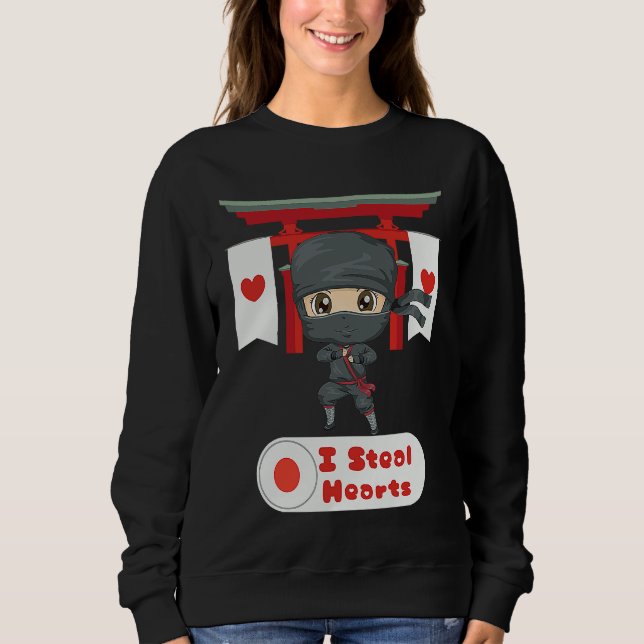 Moletom Fun Steal Hearts Ninja Boys & Girls Valentines Day (Frente)