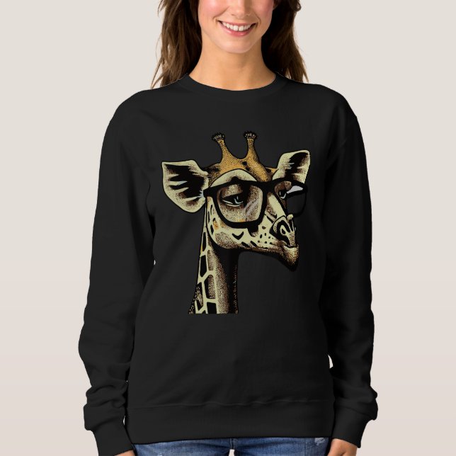 Moletom Funky Giraffe with Attitude and Glasses Stylish Fu (Frente)