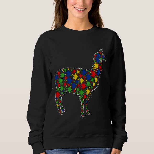 Moletom Funny Alpaca Animal Quebra-cabeça Parte Autismo Aw (Frente)