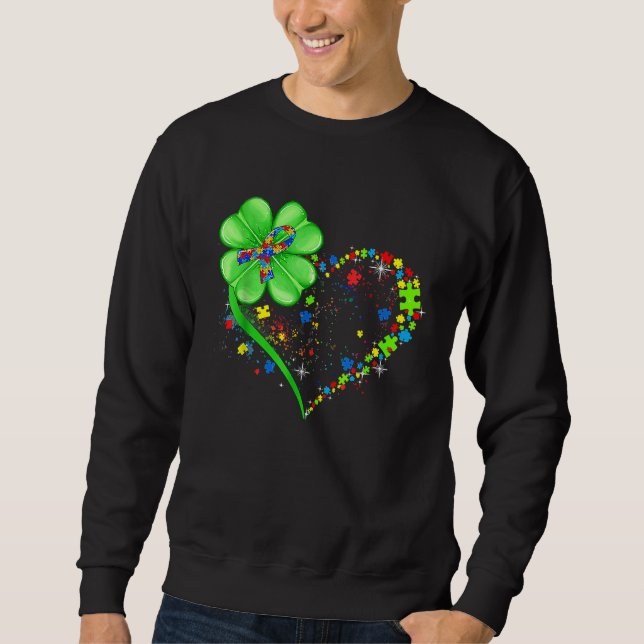 Moletom Funny Autism Awareness St Patricks Day Clover Auti (Frente)