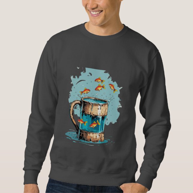 Moletom Funny Beer Mug Fish Sweatshirt (Frente)