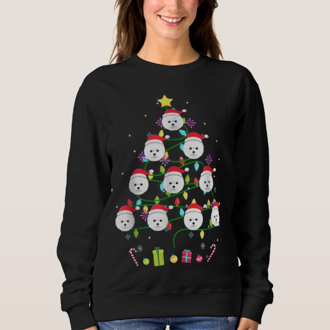 Moletom Funny Bichon Frise Árvore de Natal Cor Leve (Frente)