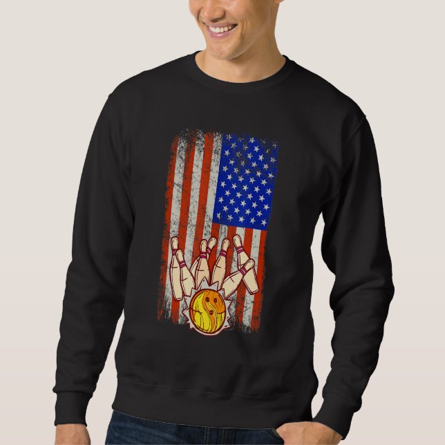 Moletom Funny Bowler Vintage American Flag Team (Frente)