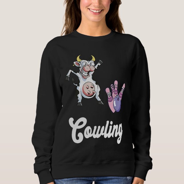 Moletom Funny Bowling Bowler Cow Strike Bowling Team Bowli (Frente)
