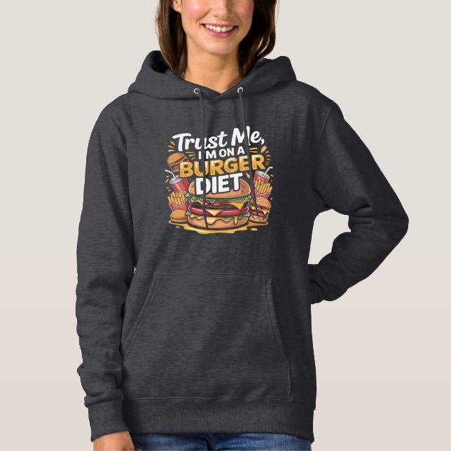 Moletom Funny Burger Diet Graphic T-Shirt Design (Frente)