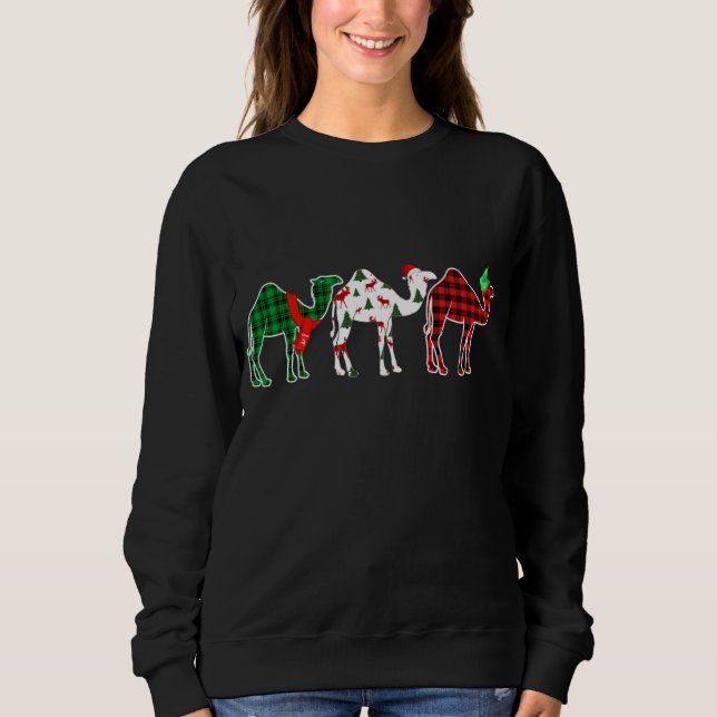 Moletom Funny Camel Xmas Tree Lights Red Plaid Christmas (Frente)