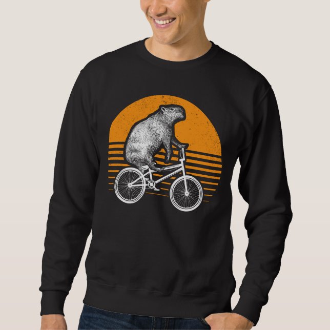Moletom Funny Capybara Riding Bike Retro Capibara Biciclet (Frente)