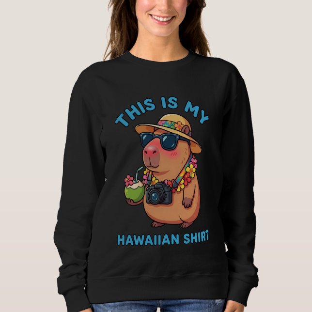 Moletom Funny Capybara Tourist Hawaiian Vacation Summer Al (Frente)
