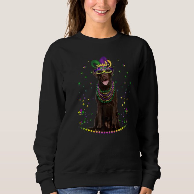 Moletom Funny Chocolate Lab Lover Cute Mardi Gras Carnival (Frente)