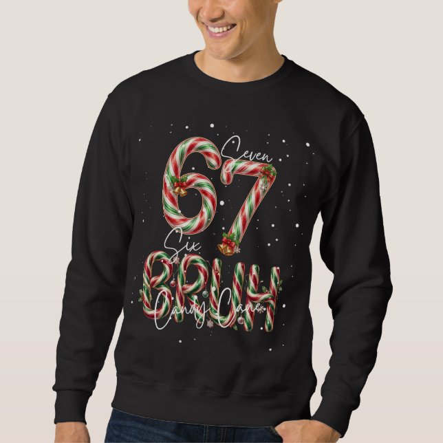 Moletom Funny Christmas Candy Cane 6-7 Six Seven Bruh  (Frente)