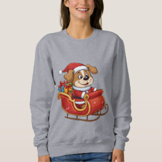 Moletom Funny Christmas Dog T-Shirt | Cute Santa Sleigh