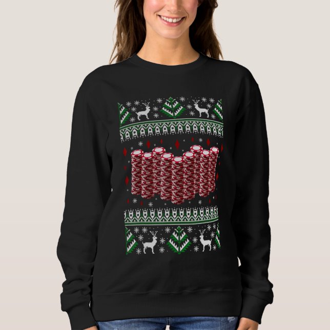 Moletom Funny Christmas Poker Chips Ugly Sweater (Frente)