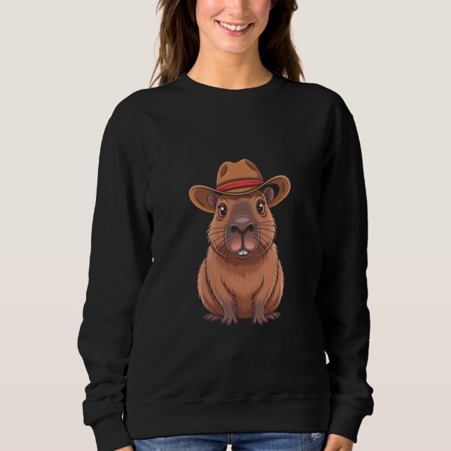 Moletom Funny Cowboy Capybara Kids Retro Graphic (Frente)