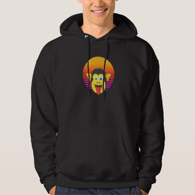 Moletom Funny Cute Monkey Chimpanzee Zoo Animal Face Retro (Frente)