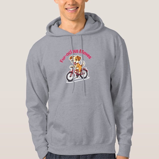 Moletom **Funny Cycling Dog – Cute Dog Riding a Bicycle Il (Frente)