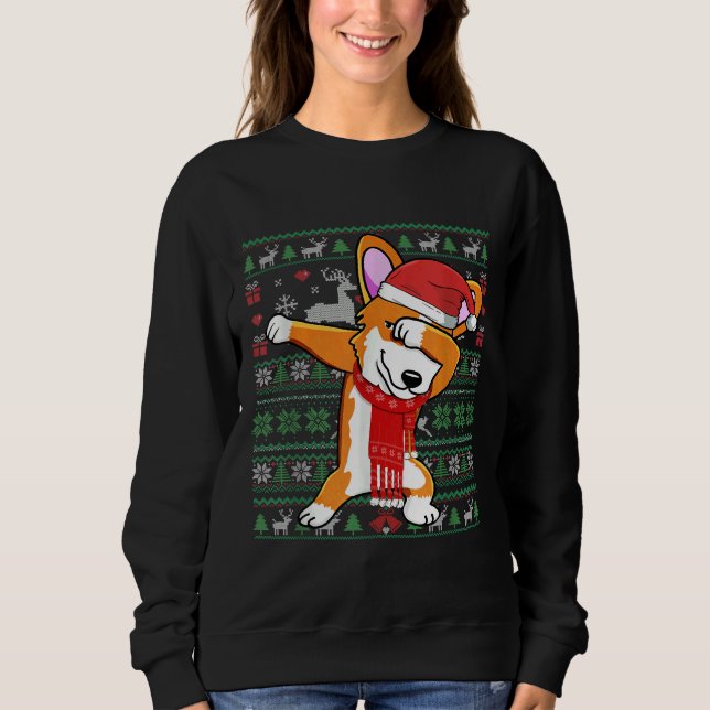 Moletom Funny Dabbing Corgi Ugly Xmas Sweet Christmas Co (Frente)