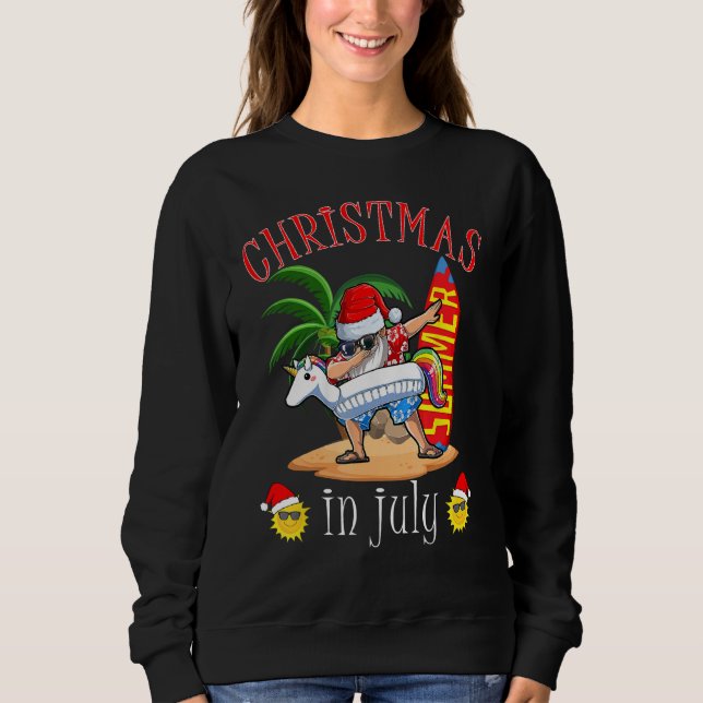 Moletom Funny Dabbing Santa Christmas in July Santa Hawaii (Frente)