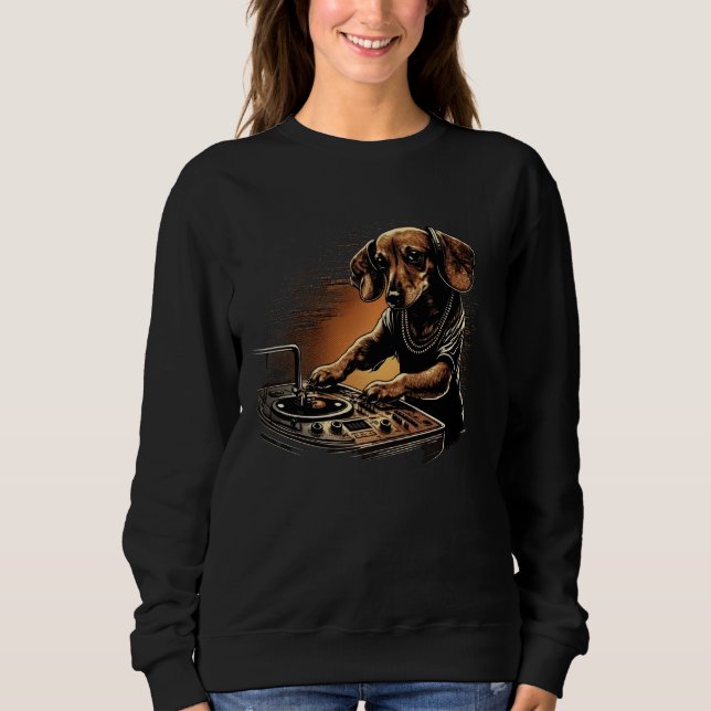 Moletom Funny Dachshund Cute Dj Electronic Music EDM Party (Frente)