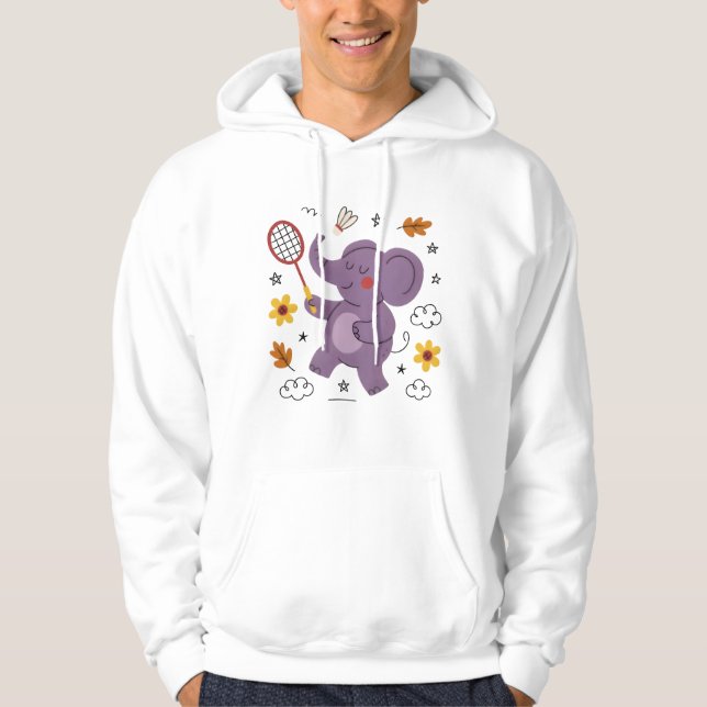 Moletom Funny elephant playing badminton for animals (Frente)