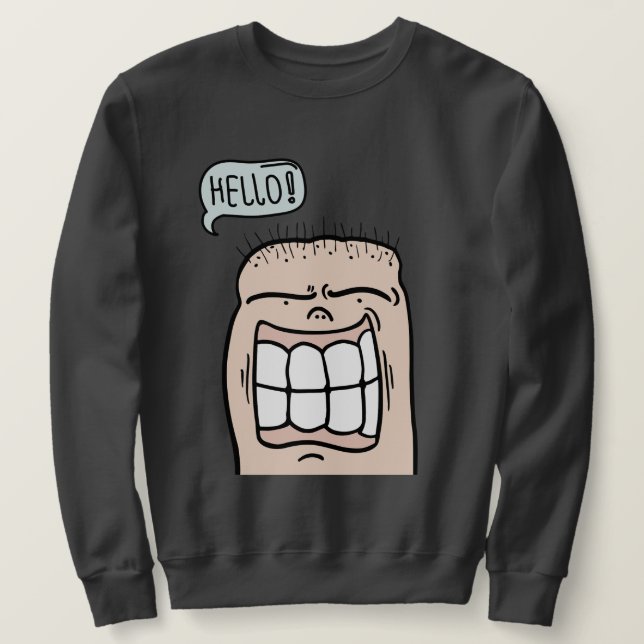 Moletom Funny face says hello big smile cartoon (Frente do Design)