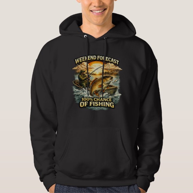 Moletom Funny Fishing T-Shirt – Weekend Forecast 100% Chan (Frente)