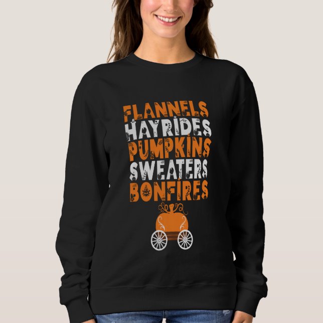 Moletom Funny Flannels Hayrides Pumpkins Sweater Bonfire (Frente)