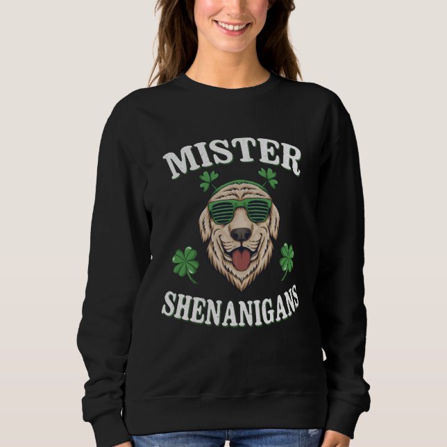 Moletom Funny Golden Retriever Saint Patricks Day Mister S (Frente)